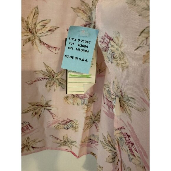 Vintage Pink Palm Tree Button Up Hawaiian Shirt Sz Medium USA NWT - Picture 6 of 7